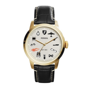 Uhrenarmband Fossil FS4977 Leder Schwarz 20mm